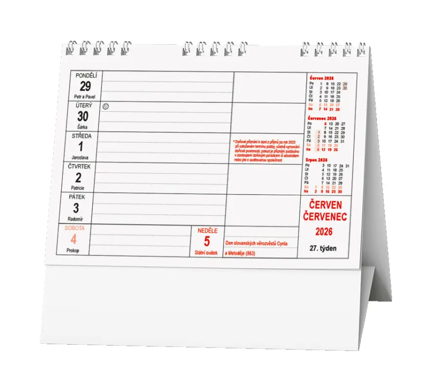 Stolní kalendář 2026 MINI daňový kalendář