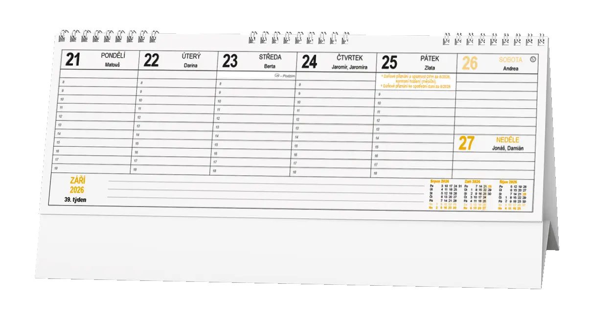 Stolní kalendář 2026 Poznámkový daňový kalendář
