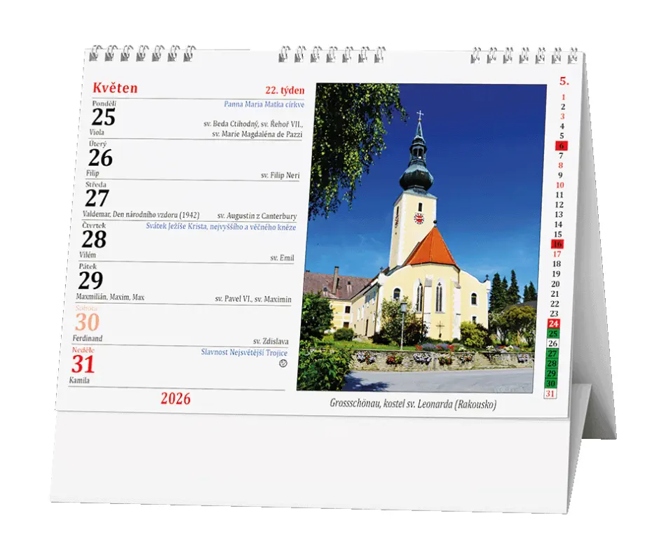 Stolní kalendář 2026 Katolický kalendář /kostely a kapličky/