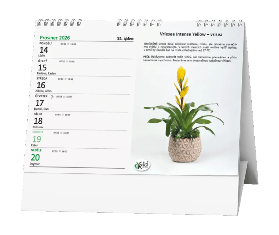Stolní kalendář 2026 Pokojové květiny