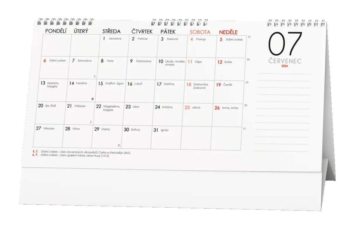 Stolní kalendář 2026 Měsíční pracovní kalendář