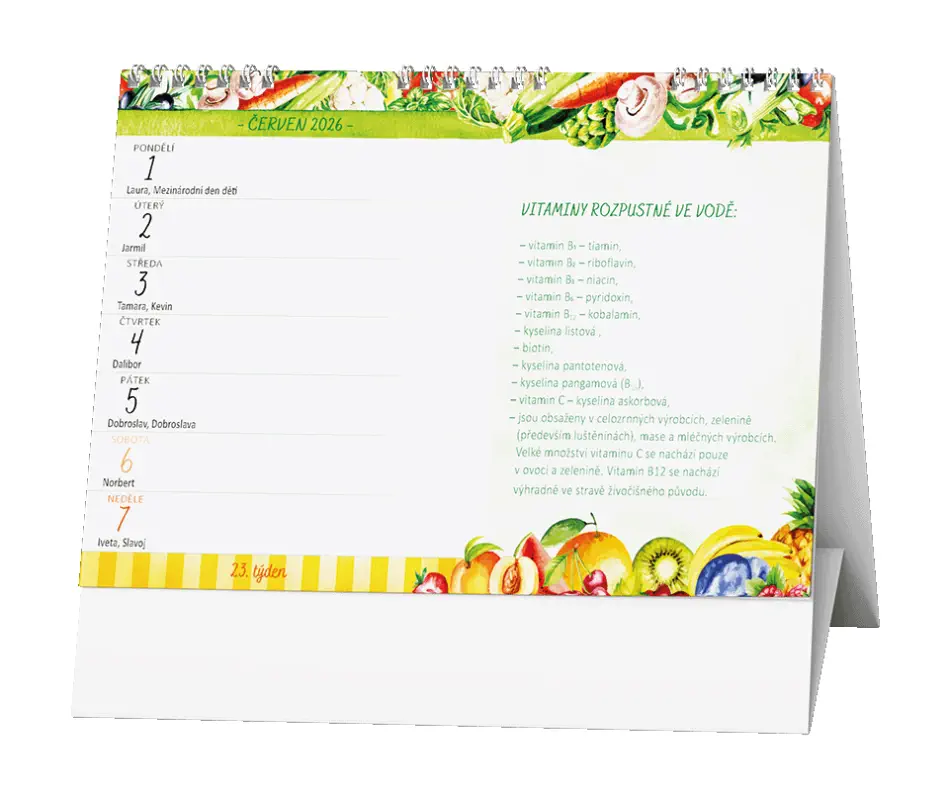 Stolní kalendář 2026 Vitamíny a minerály Renaty Raduše Herber