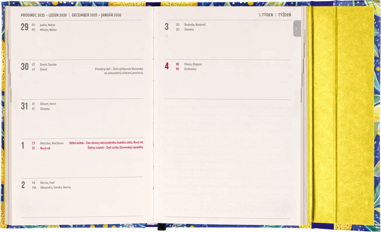 NOTIQUE Týdenní magnetický diář Citrony 2026, 11 x 16 cm