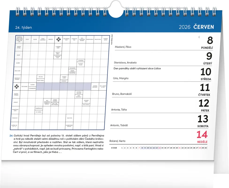 NOTIQUE Stolní kalendář s křížovkami s háčkem 2026, 30 x 21 cm