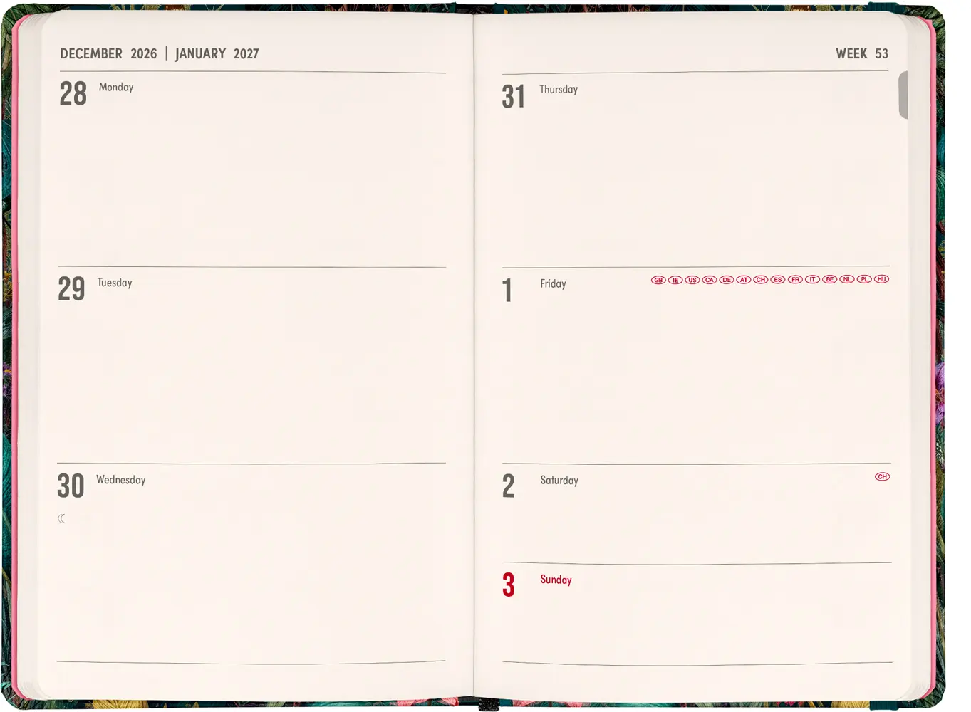 NOTIQUE Weekly Purse size planner Tropical Jungle 2027, 9,8 x 14,5 cm