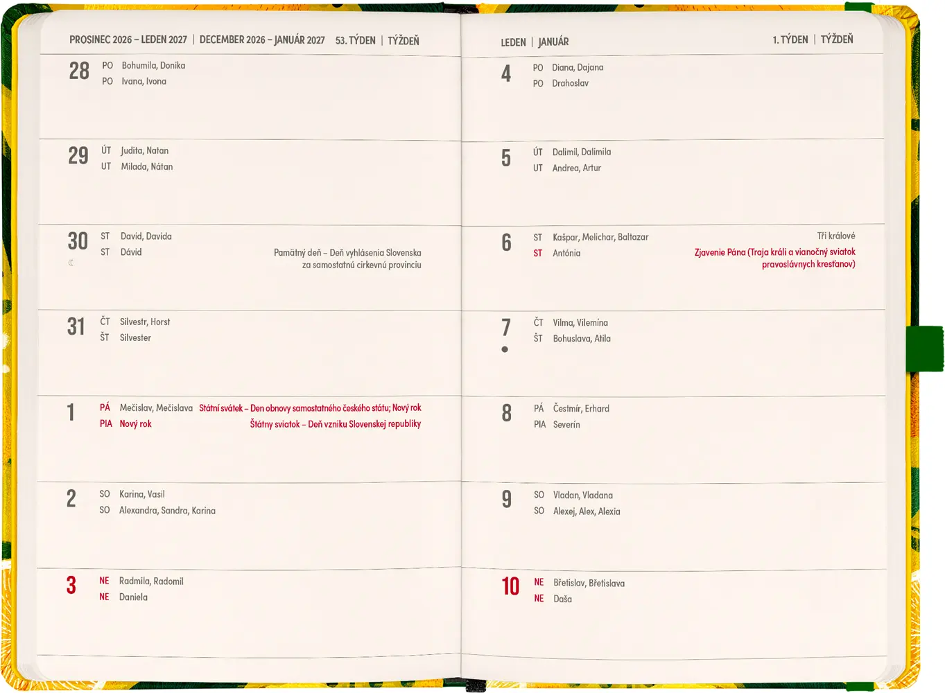 NOTIQUE Planbook diář/notes Citróny 2027, 13 x 21 cm