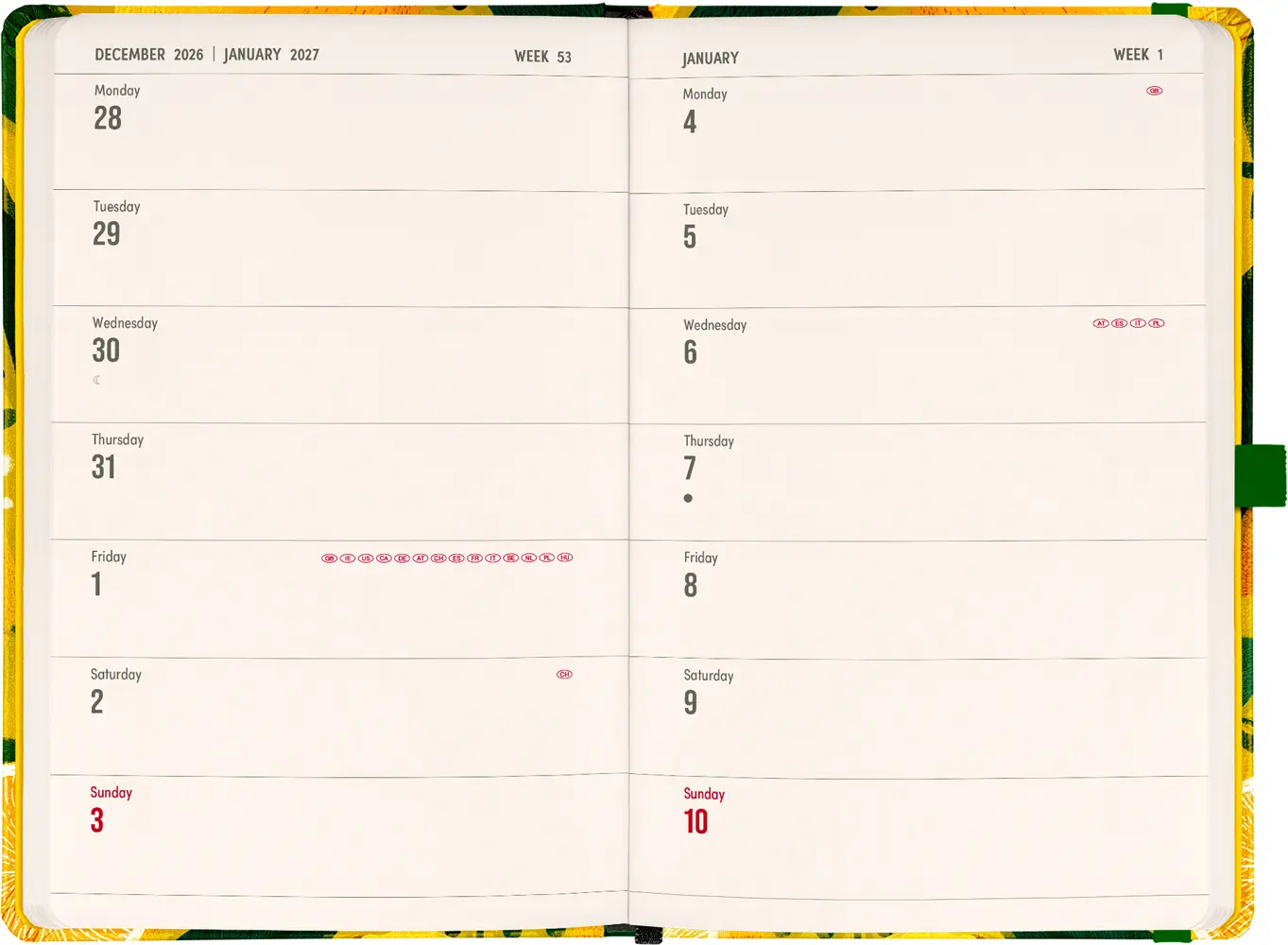 NOTIQUE Planbook planner/notebook Lemons 2027, 13 x 21 cm