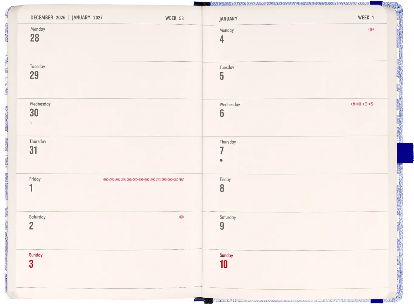 NOTIQUE Planbook planner/notebook Marine Life 2027, 13 x 21 cm
