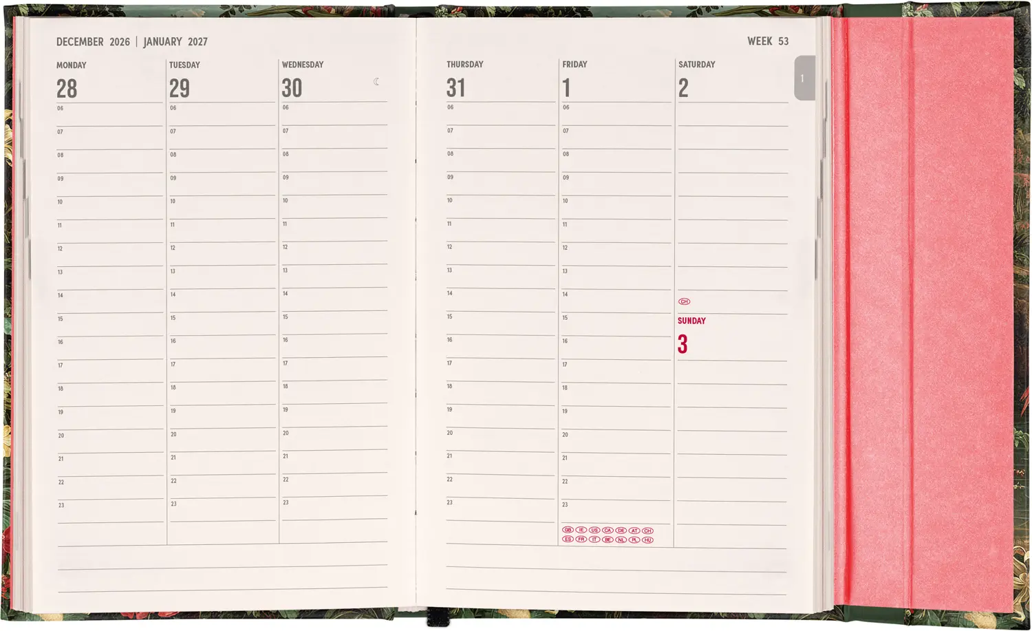 NOTIQUE Magnetic weekly planner Flamingo 2027, 11 x 16 cm