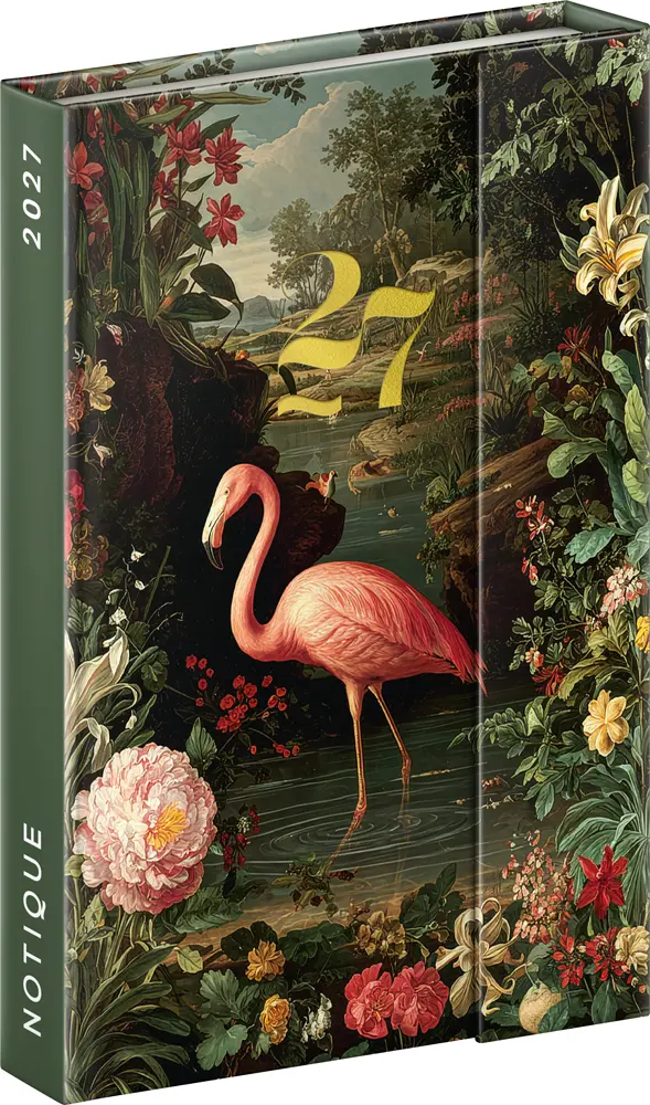 NOTIQUE Magnetic weekly planner Flamingo 2027, 11 x 16 cm