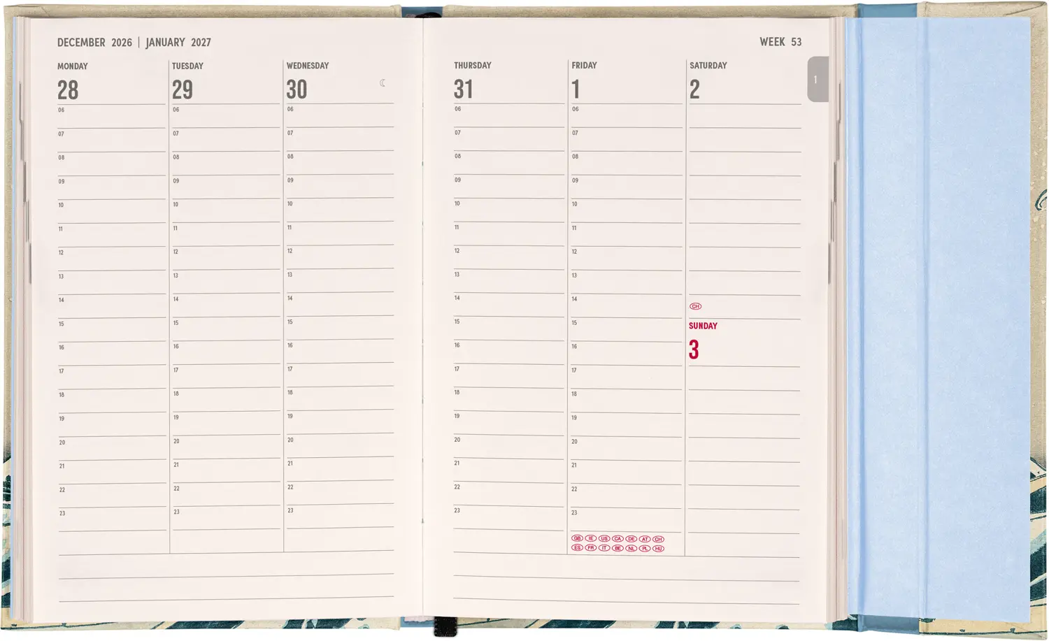 NOTIQUE Magnetic weekly planner Katsushika Hokusai 2027, 11 x 16 cm