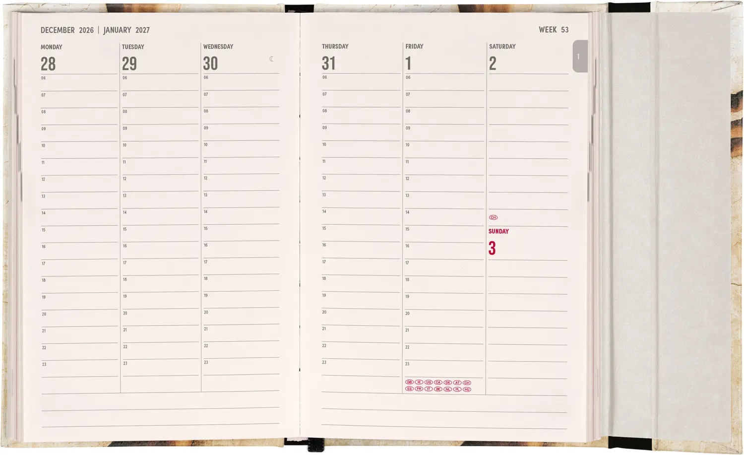 NOTIQUE Magnetic weekly planner Michelangelo 2027, 11 x 16 cm