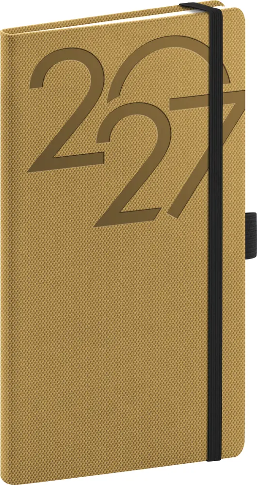 NOTIQUE Kapesní diář Ajax 2027, zlatý, 9 x 15,5 cm