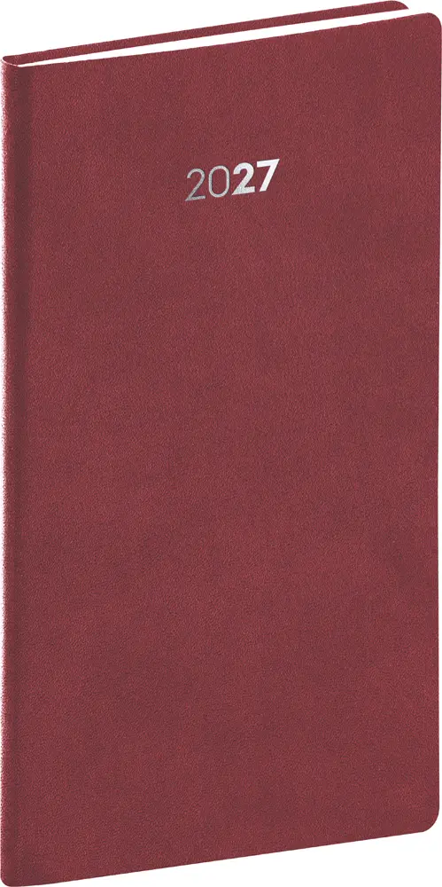 NOTIQUE Kapesní diář Balakon 2027, bordó, 9 x 15,5 cm