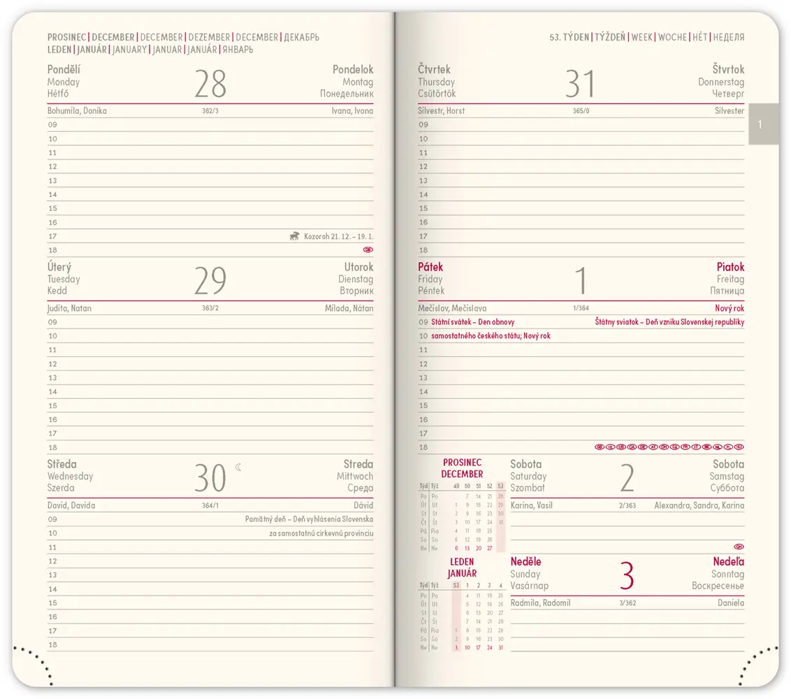 NOTIQUE Kapesní diář Twill 2027, černo-zlatý, 9 x 15,5 cm