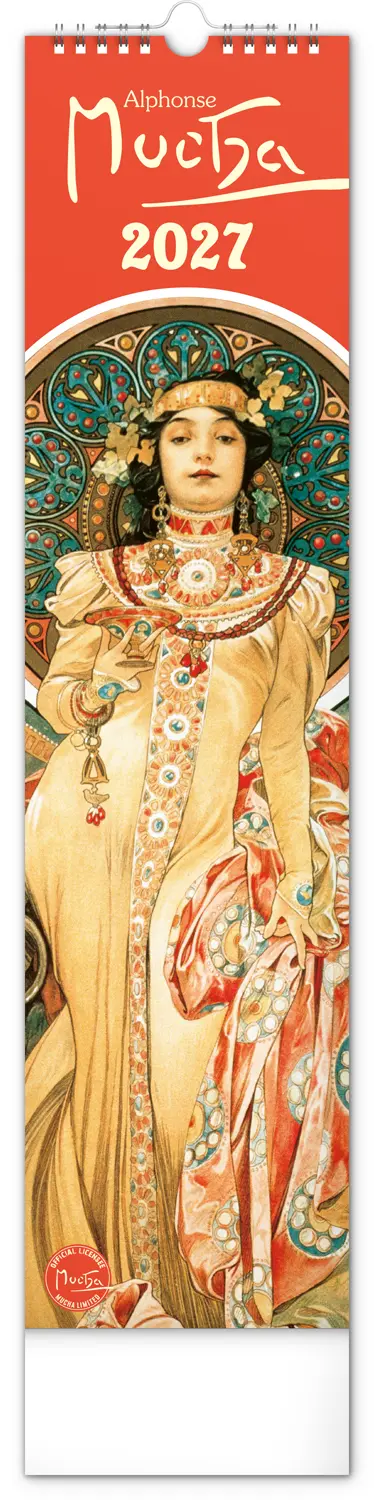 NOTIQUE Nástěnný kalendář Alfons Mucha 2027, 12 x 48 cm