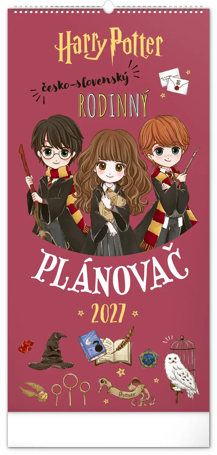 NOTIQUE Nástěnný kalendář Rodinný plánovací Harry Potter 2027, 21 x 42 cm