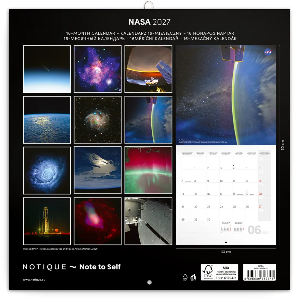 NOTIQUE Poznámkový kalendář NASA 2027, 30 x 30 cm