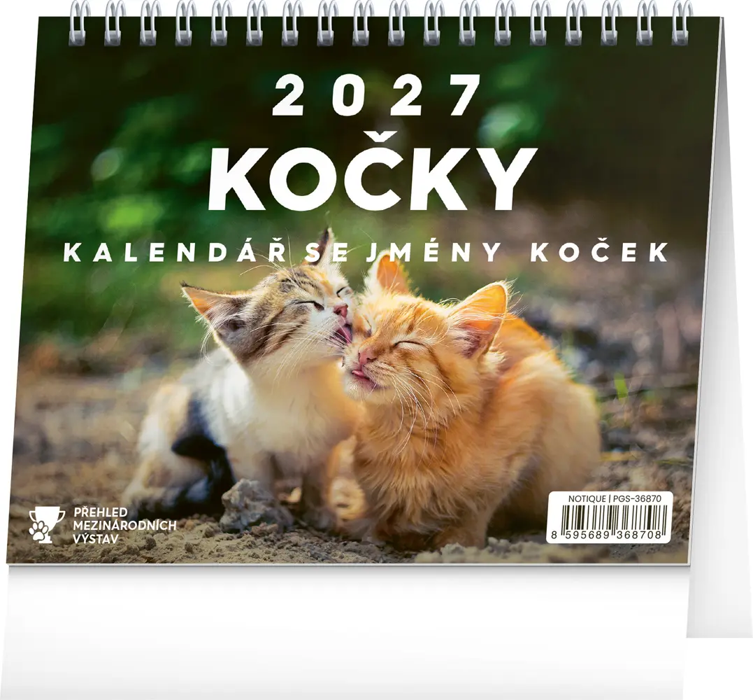 NOTIQUE Stolní kalendář Kočky – se jmény koček 2027, 16,5 x 13 cm