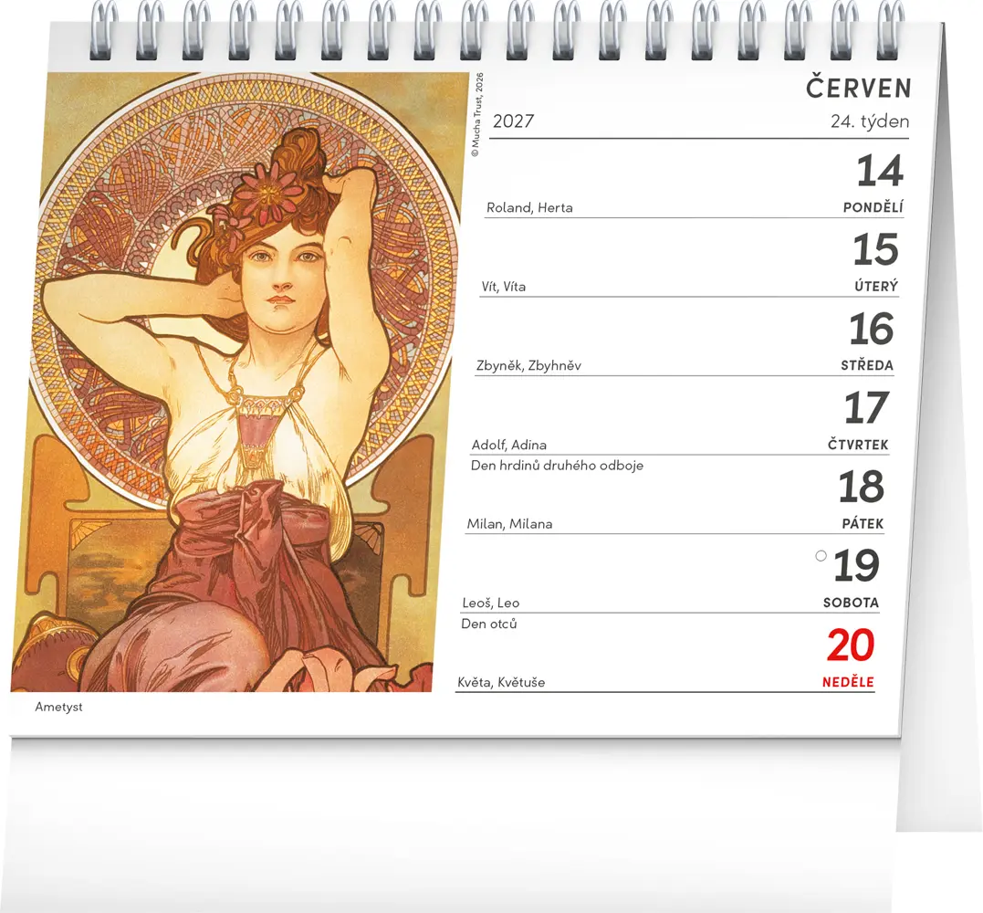 NOTIQUE Stolní kalendář Alfons Mucha 2027, 16,5 x 13 cm