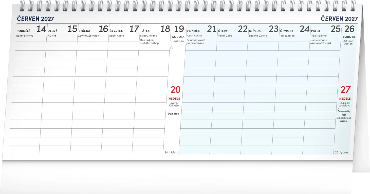 NOTIQUE Stolní kalendář Pracovní 2027 – 14denní, 33 x 14,5 cm