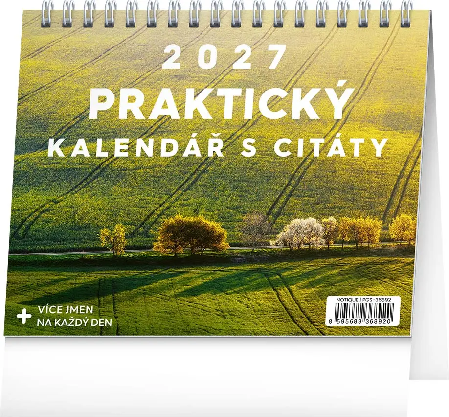 NOTIQUE Stolní kalendář Praktický kalendář s citáty 2027, 16,5 x 13 cm