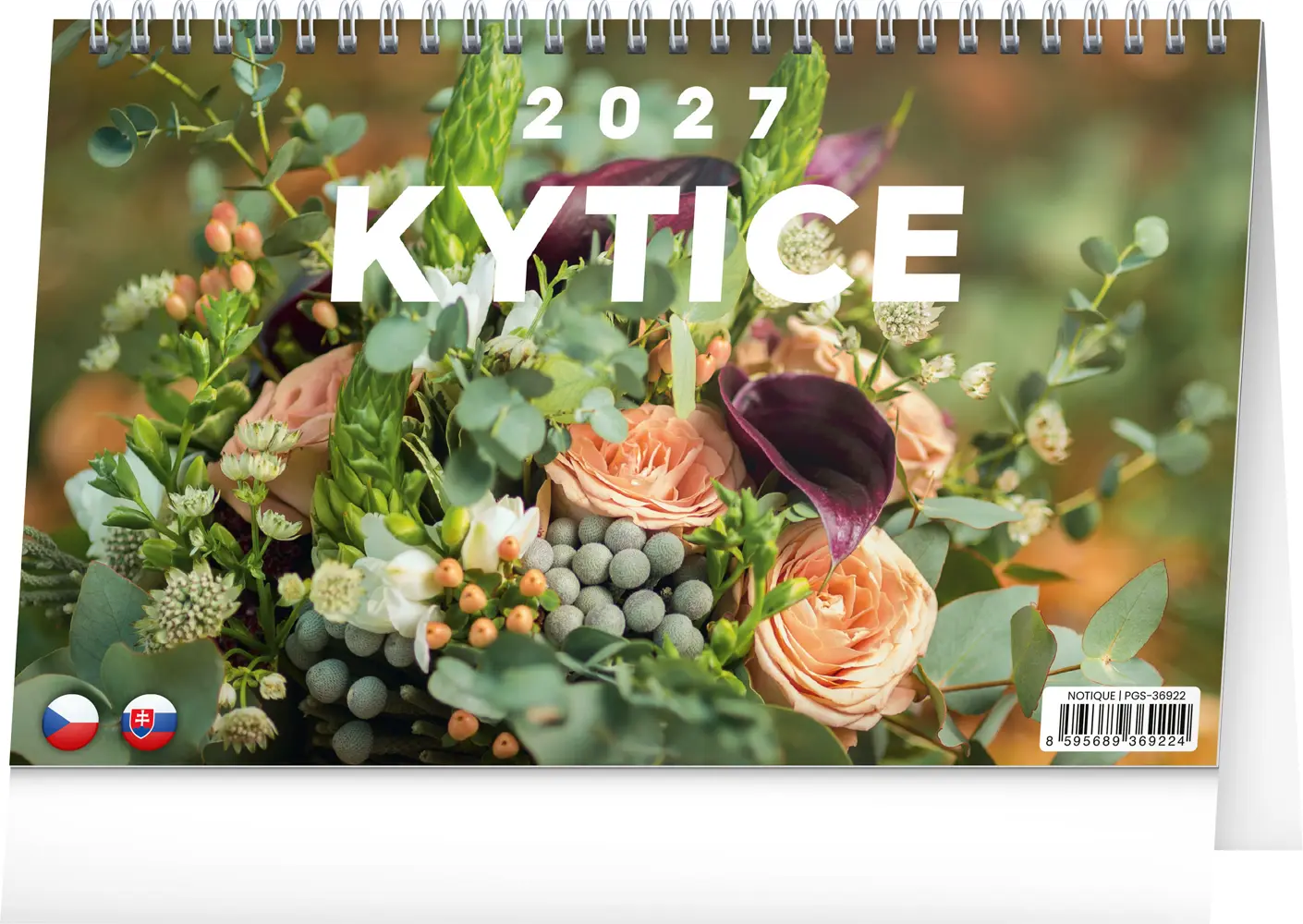 NOTIQUE Stolní kalendář Kytice CZ/SK 2027, 23,1 x 14,5 cm