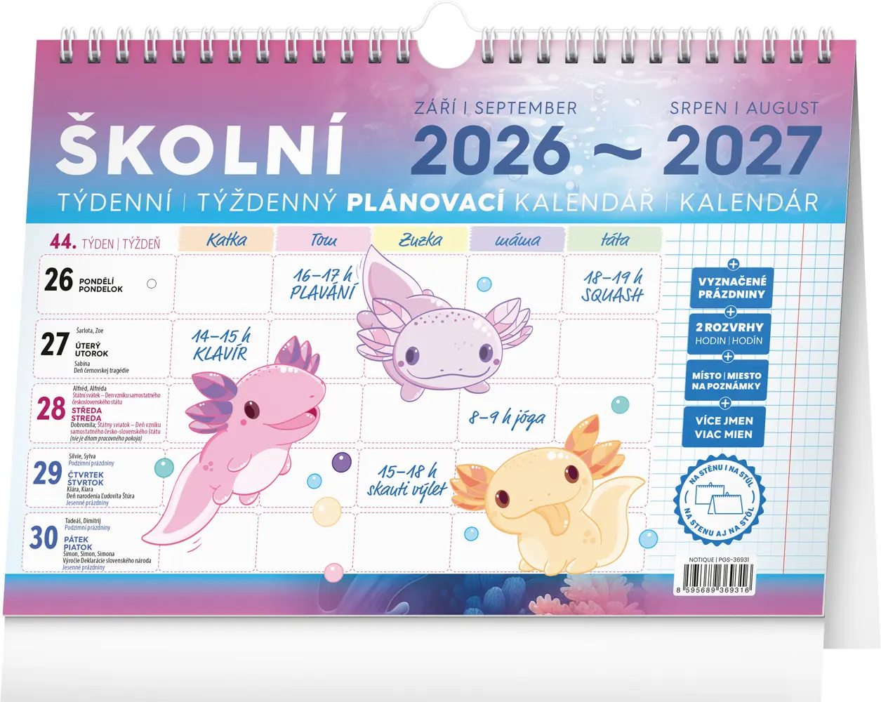 NOTIQUE Školní plánovací kalendář s háčkem 2027, 30 x 21 cm