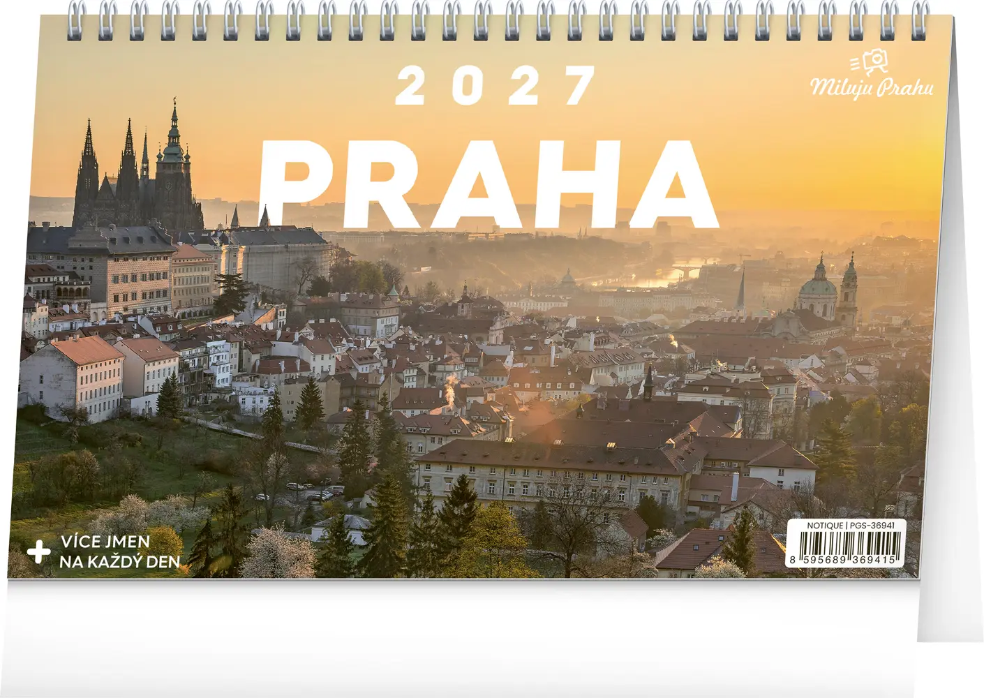NOTIQUE Stolní kalendář Praha – Miluju Prahu 2027, 23,1 x 14,5 cm