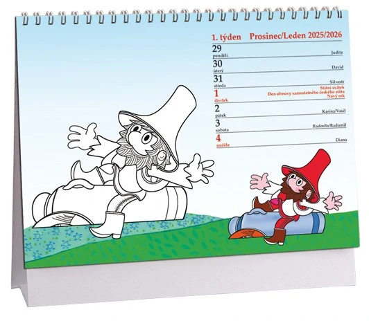 Kalendář Rumcajs 2026 - omalovánky