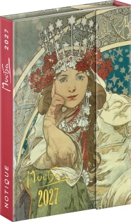 NOTIQUE Týdenní magnetický diář Alfons Mucha 2027, 11 x 16 cm