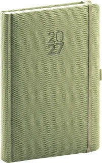 NOTIQUE Denní diář Diamante 2027, olivový, 15 x 21 cm