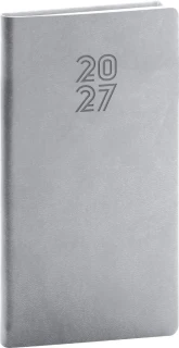 NOTIQUE Kapesní diář Aprint 2027, šedý, 9 x 15,5 cm