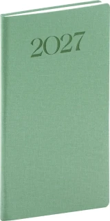 NOTIQUE Kapesní diář Biella 2027, zelený, 9 x 15,5 cm