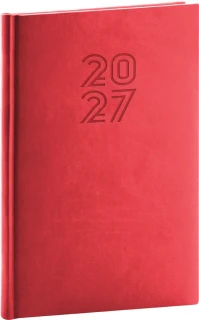NOTIQUE Týdenní diář Aprint 2027, červený, 15 x 21 cm