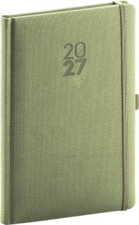NOTIQUE Týdenní diář Diamante 2027, olivový, 15 x 21 cm