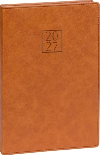 NOTIQUE Týdenní diář Prestigio 2027, hnědý, 15 x 21 cm
