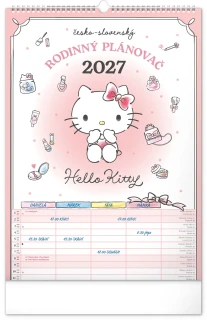 NOTIQUE Nástěnný kalendář Rodinný plánovací Hello Kitty XL 2027, 33 x 46 cm