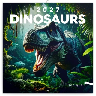 NOTIQUE Grid calendar Dinosaurs 2027, 30 x 30 cm