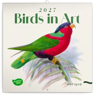 NOTIQUE Poznámkový kalendář Ptáčci 2027, PLASTIC FREE, 30 x 30 cm