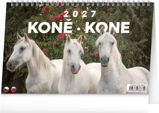 NOTIQUE Stolní kalendář Koně – Kone CZ/SK 2027, 23,1 x 14,5 cm