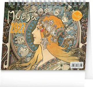 NOTIQUE Stolní kalendář Alfons Mucha 2027, 16,5 x 13 cm