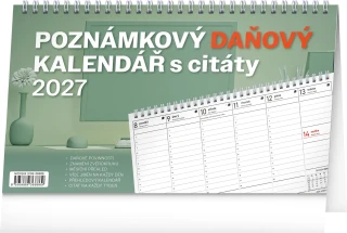 NOTIQUE Stolní kalendář Poznámkový daňový s citáty 2027, 25 x 14,5 cm