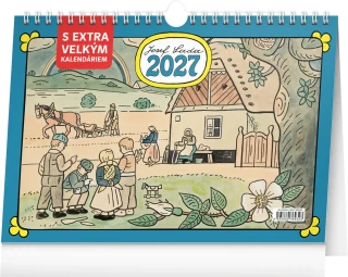 NOTIQUE Stolní kalendář Josef Lada s extra velkým kalendáriem 2027, 30 x 21 cm