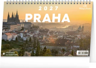 NOTIQUE Stolní kalendář Praha – Miluju Prahu 2027, 23,1 x 14,5 cm
