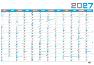 Nástěnný kalendář 2027 Nástěnný roční kalendář B1 - modrý